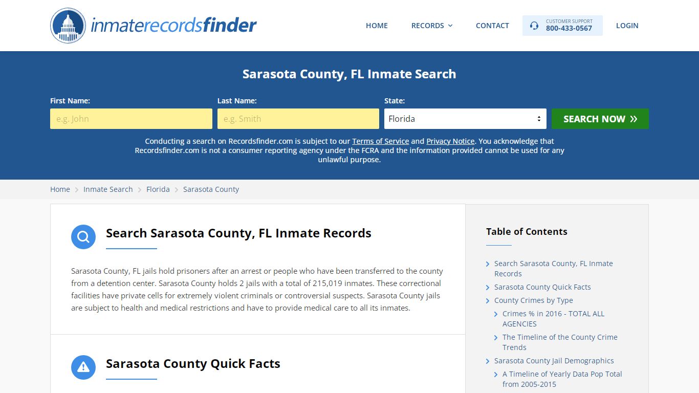 Sarasota County, FL Inmate Lookup & Jail Records Online
